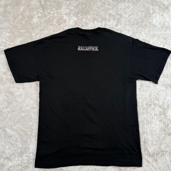 Retro Y2K M&O Knits Men Large Battlestar Galactica Cylon Black T-shirt - Picture 2 of 7